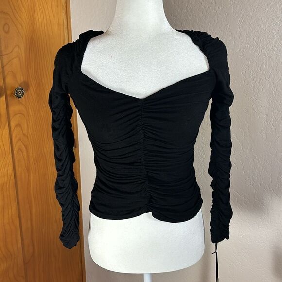 REVOLVE - Michael Lauren Reginald Ruched Top Ribbed Long Sleeves - NWT - Picture 2 of 7